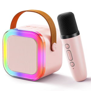 Rechargeable Wireless Mini Portable Bluetooth Karaoke Machine | Bluetooth Speaker with Microphone & LED Lights - Kids Music Singing Toys for Girl Boy Birthday Gift Ideas Image