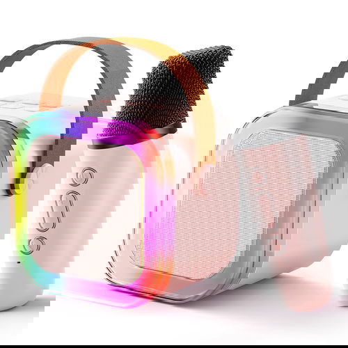 Rechargeable Wireless Mini Portable Bluetooth Karaoke Machine | Bluetooth Speaker with Microphone & LED Lights - Kids Music Singing Toys for Girl Boy Birthday Gift Ideas Image