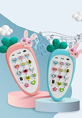Radish Style Cute Rabbit Face Pretend Play Cell Phone Toy for Kids, Toddlers with Music, Ringtones, Lights - Birthday Party Favors and Gifts Image 