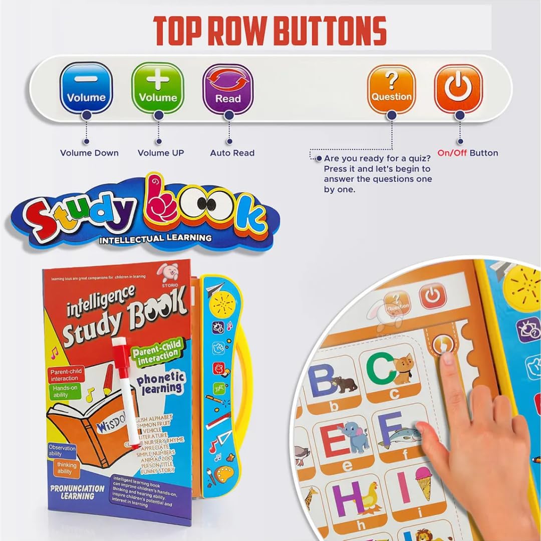 Harlay Toys Fun Activities Learning Book, Electronic Intelligent Book with All Learning Materials with Clear Voice with Touch Sensors for Kids | Multi Color and Eraser (3 AA battries Required - Not Included) Image 