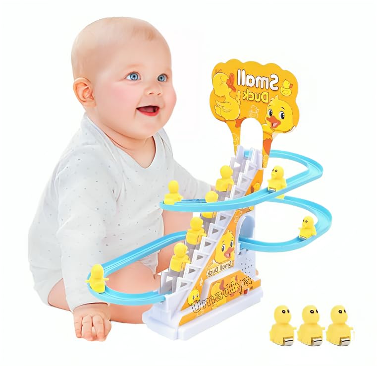 Harlay Toys Duck Track Toys for Kids – Stair-Climbing Escalator with Lights & Music, Includes 3 Small Ducks – Interactive Duck Track Slide Toy – Perfect Toddler Gift Image 