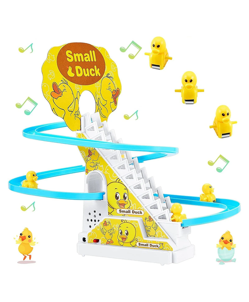 Harlay Toys Duck Track Toys for Kids – Stair-Climbing Escalator with Lights & Music, Includes 3 Small Ducks – Interactive Duck Track Slide Toy – Perfect Toddler Gift Image
