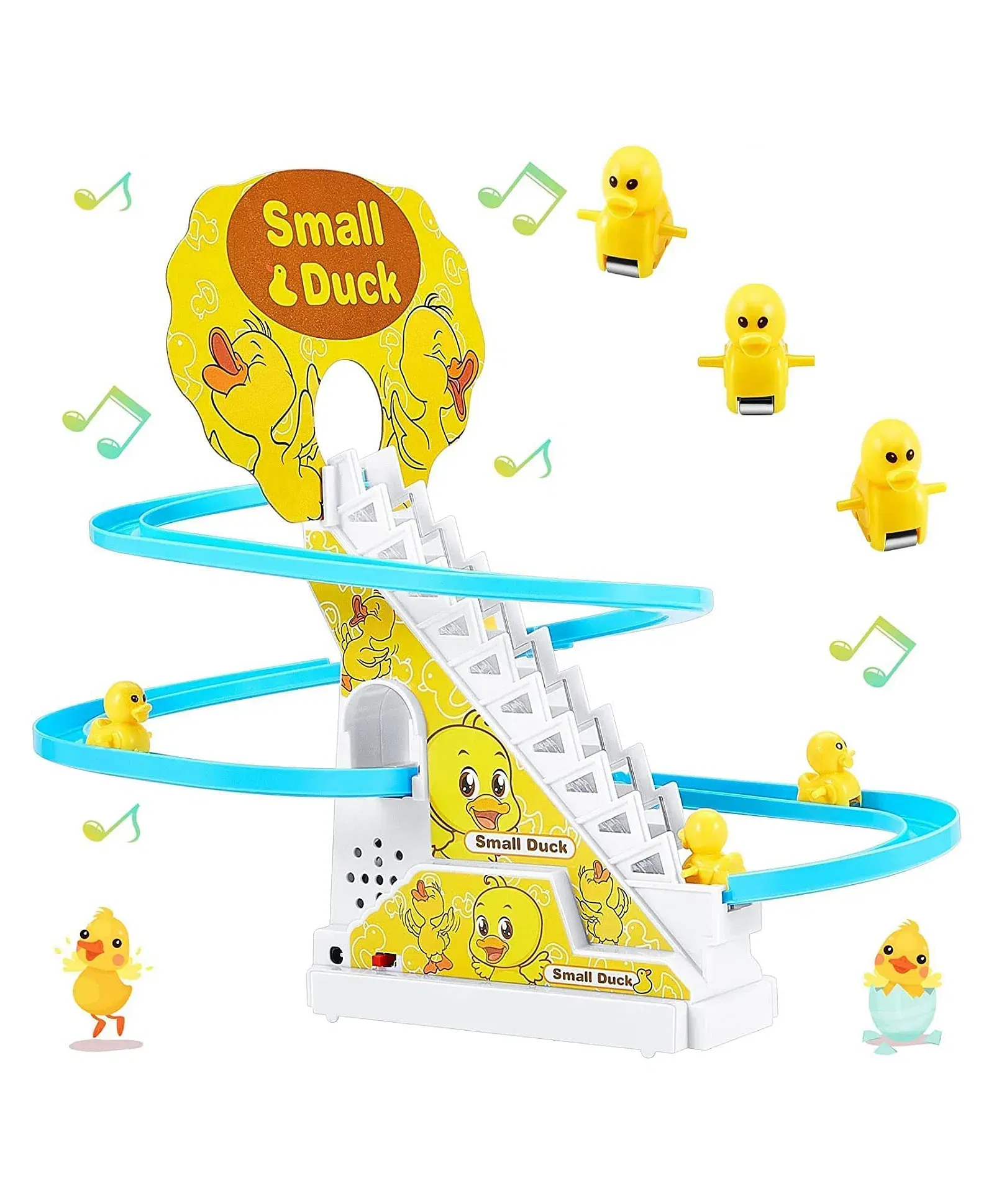 Harlay Toys Duck Track Toys for Kids – Stair-Climbing Escalator with Lights & Music, Includes 3 Small Ducks – Interactive Duck Track Slide Toy – Perfect Toddler Gift Image 