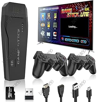 Harlay toys™ 2026 4K Gaming Console for TV | 20000+ Built-in Games | Wireless Dual Gamepads | Plug & Play Games| Family Fun Entertainment | Retro Video Game Stick Emulator | Classic Arcade Multiplayer System | Portable Mini Controller Setup | HDMI Output Support | Nostalgic Kids Birthday Gift Idea | Image 