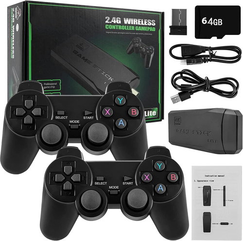 Harlay toys™ 2026 4K Gaming Console for TV | 20000+ Built-in Games | Wireless Dual Gamepads | Plug & Play Games| Family Fun Entertainment | Retro Video Game Stick Emulator | Classic Arcade Multiplayer System | Portable Mini Controller Setup | HDMI Output Support | Nostalgic Kids Birthday Gift Idea | Image