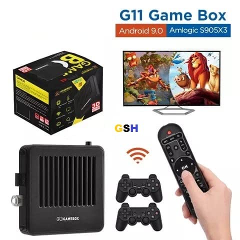 Harlay Toys ™ G11 Plus 4K Ultra HD Retro Video Game Console Android TV Box Wireless Controllers Dual Gamepad Built-in Emulators Nostalgic Arcade Electronic Device Boy Girl Prize Multiplayer Joystick Vintage Old School Setup Entertainment Gear Family Fun Action Puzzle Sports Adventure Emulation Port  Image
