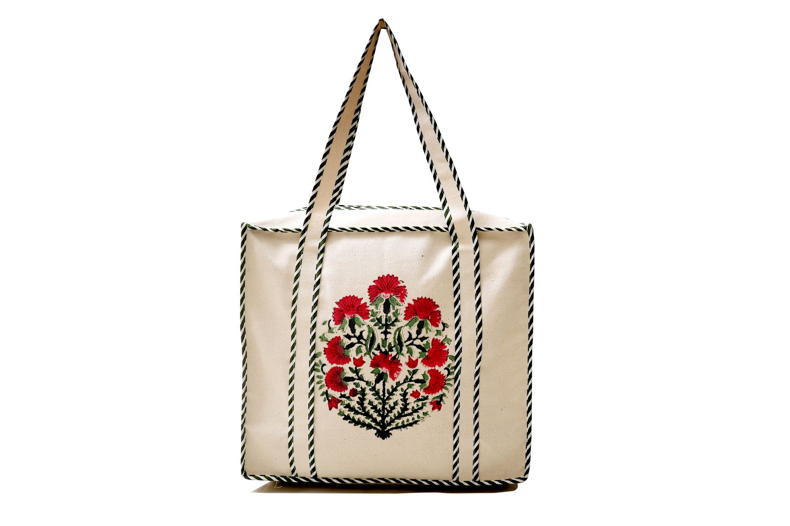 Hand Block Printed Cotton Carry Bag – Eco-Friendly & Reusable Shopping Tote Image