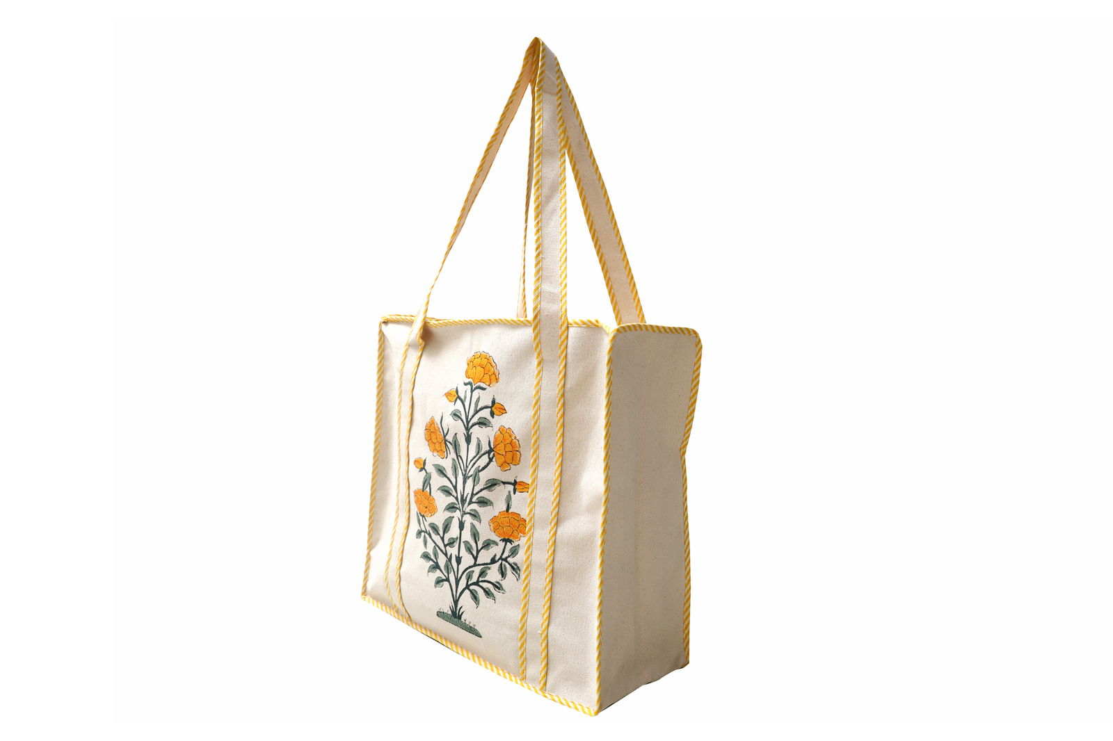 Hand Block Printed Cotton Carry Bag – Eco-Friendly & Reusable Shopping Tote