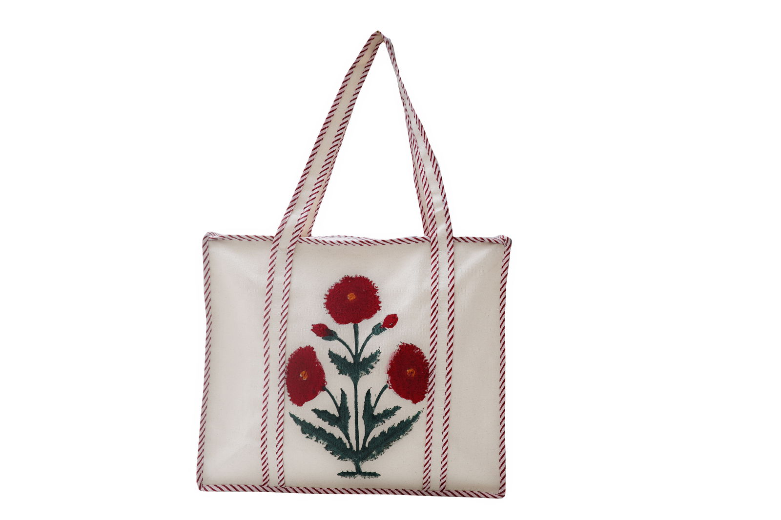 Hand Block Printed Cotton Carry Bag – Eco-Friendly & Reusable Shopping Tote Image