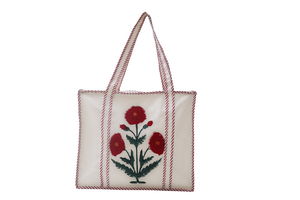 Hand Block Printed Cotton Carry Bag – Eco-Friendly & Reusable Shopping Tote Image