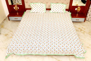 Hand Block Printed Cotton King & Queen Size Bedsheet