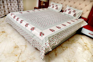 Hand Block Printed Cotton King & Queen Size Bedsheet Image