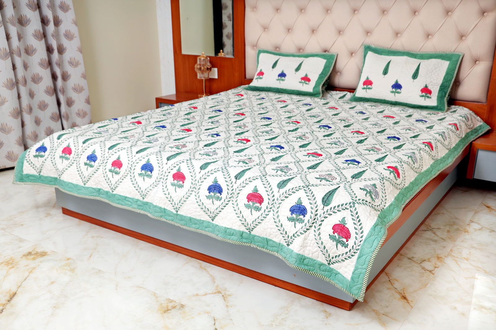 Hand Block Printed Cotton King & Queen Size Bedsheet Image