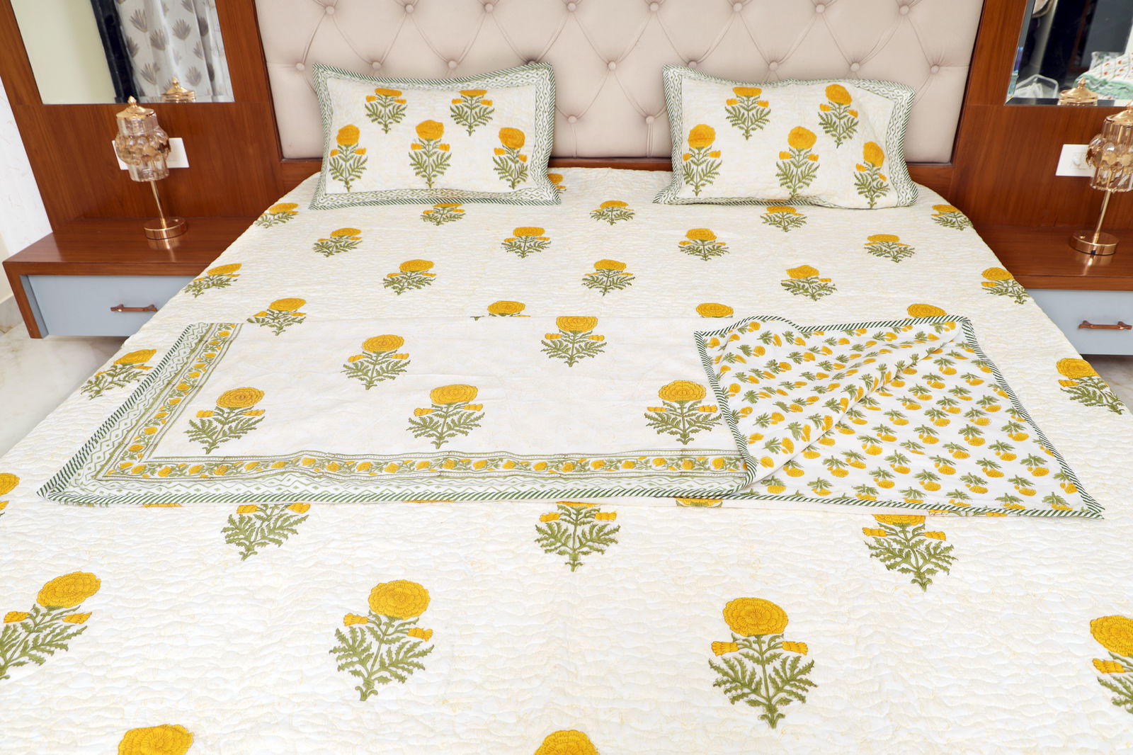 Hand Block Printed Cotton King & Queen Size Bedsheet