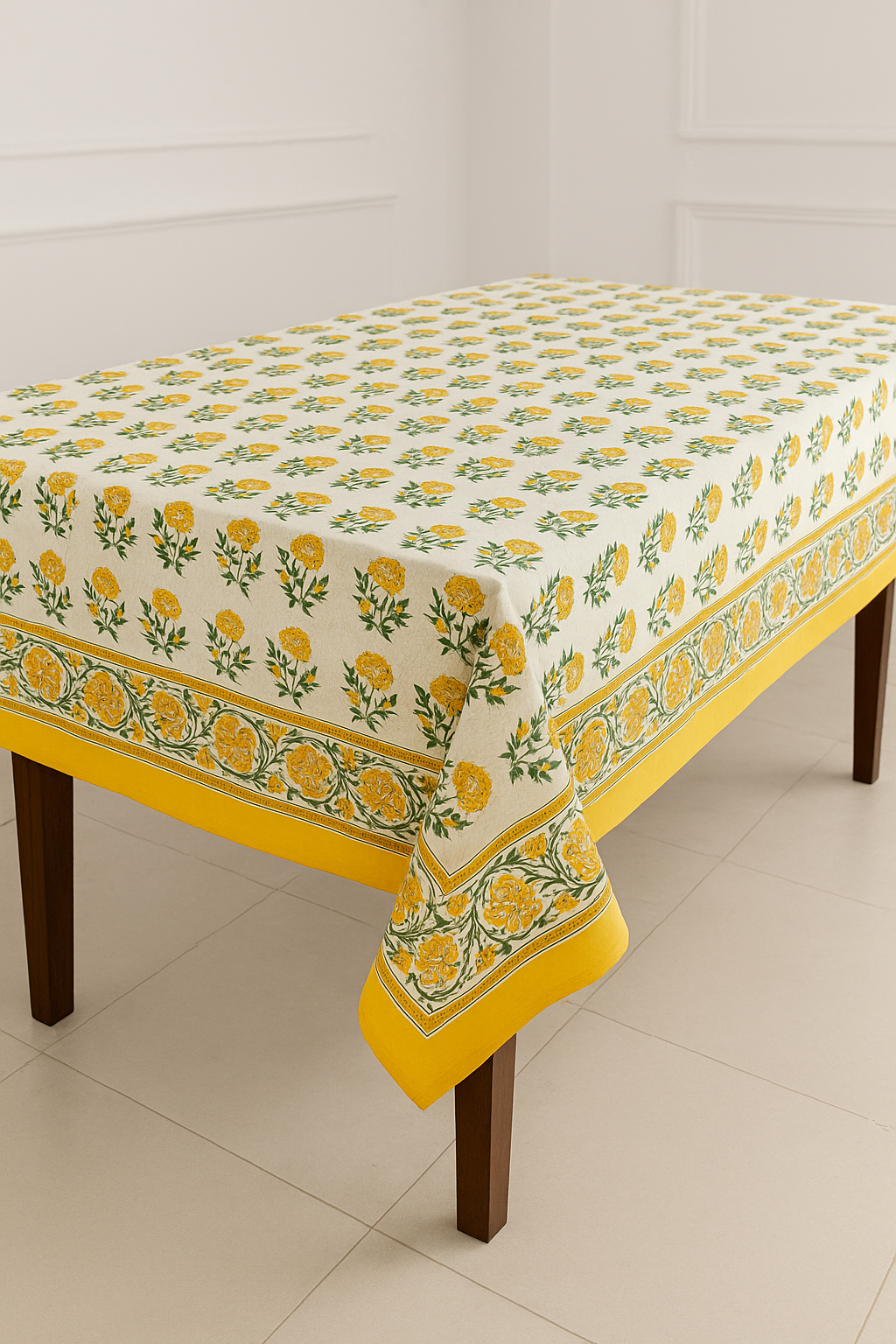 Hand Block Printed Cotton Table Cloth | Artisan-Made Table Linen for Elegant Dining 60 by 90 inches