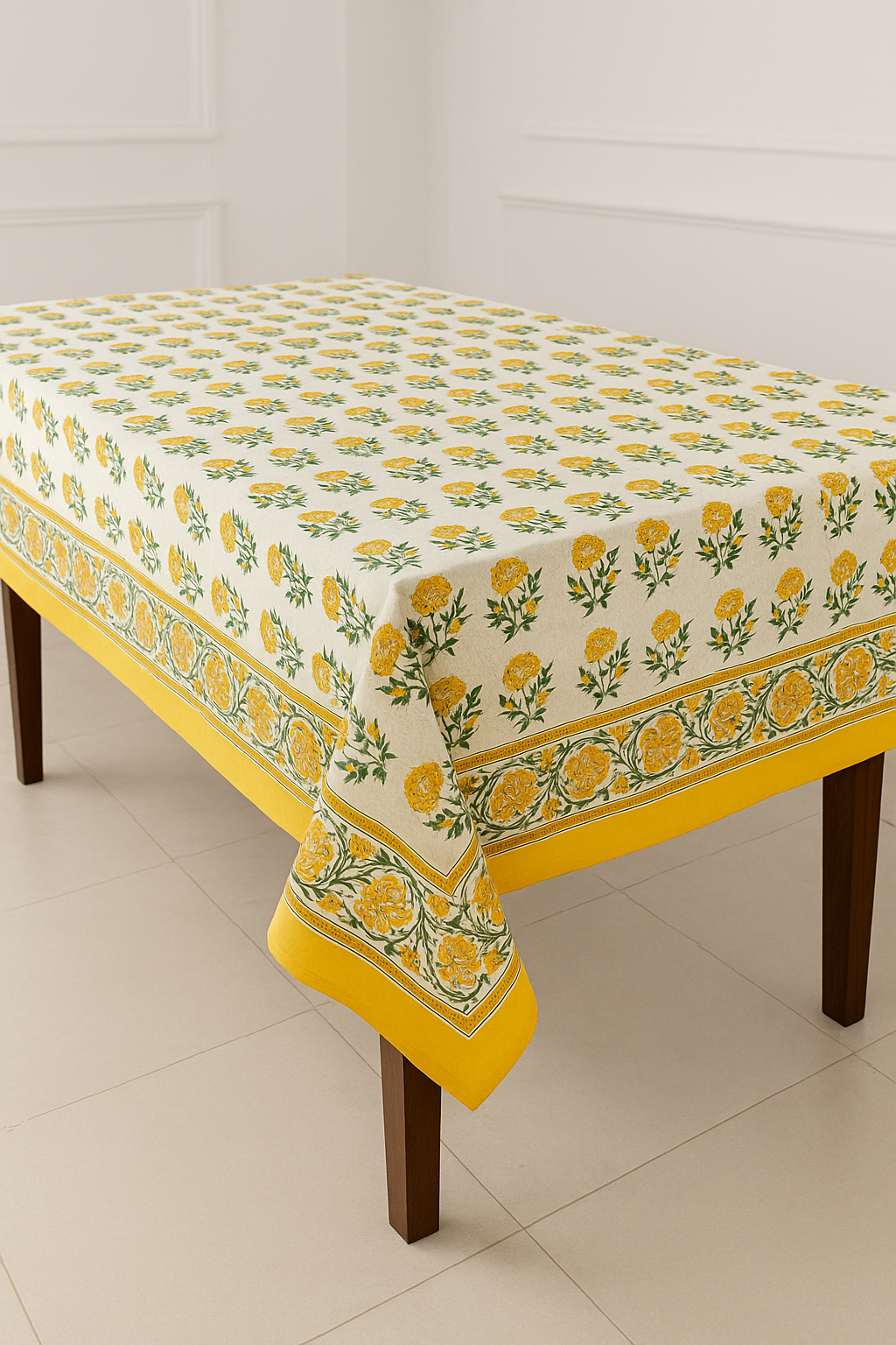 Hand Block Printed Cotton Table Cloth | Artisan-Made Table Linen for Elegant Dining 60 by 90 inches Image