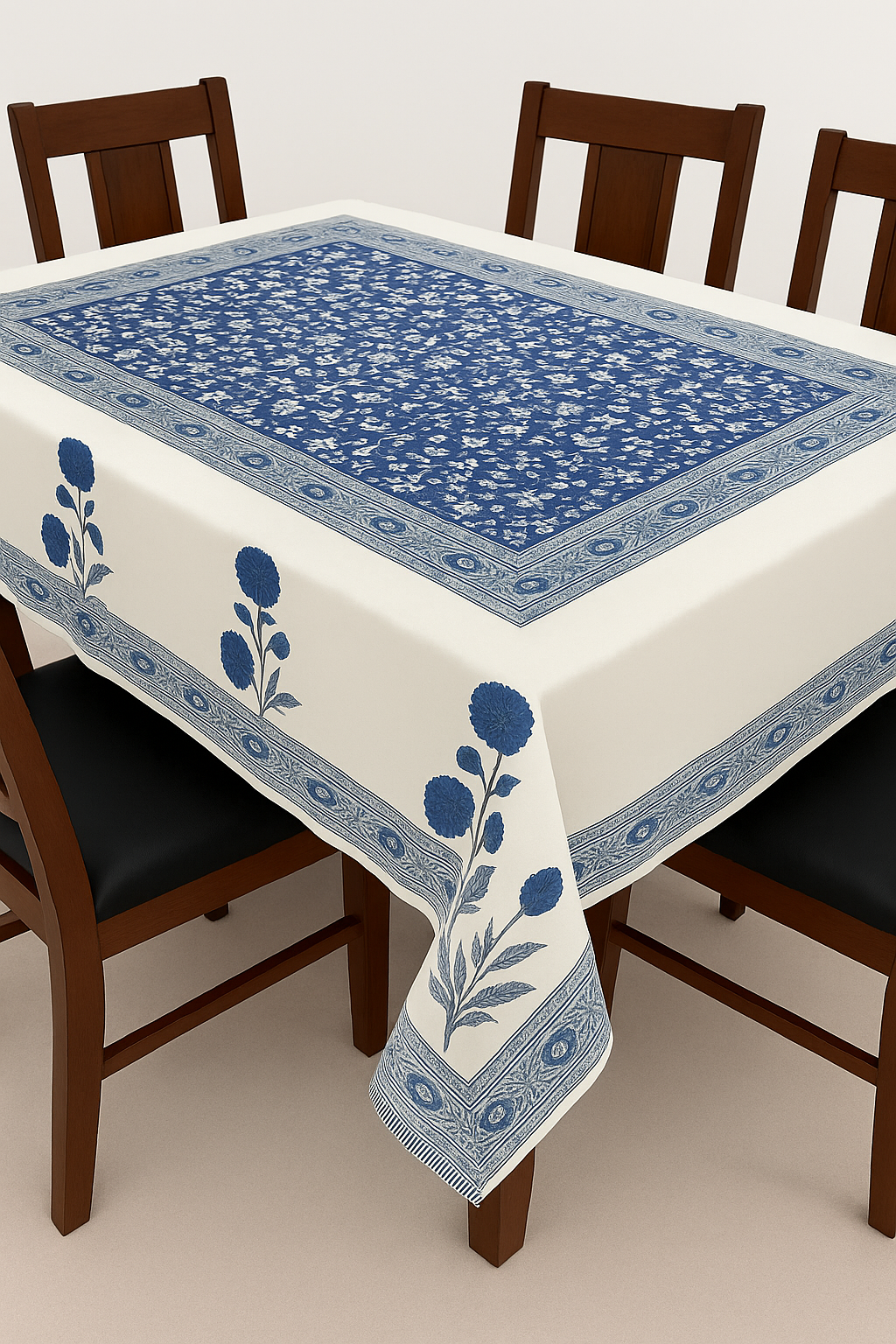 Hand Block Printed Cotton Table Cloth | Artisan-Made Table Linen for Elegant Dining 60 by 90 inches