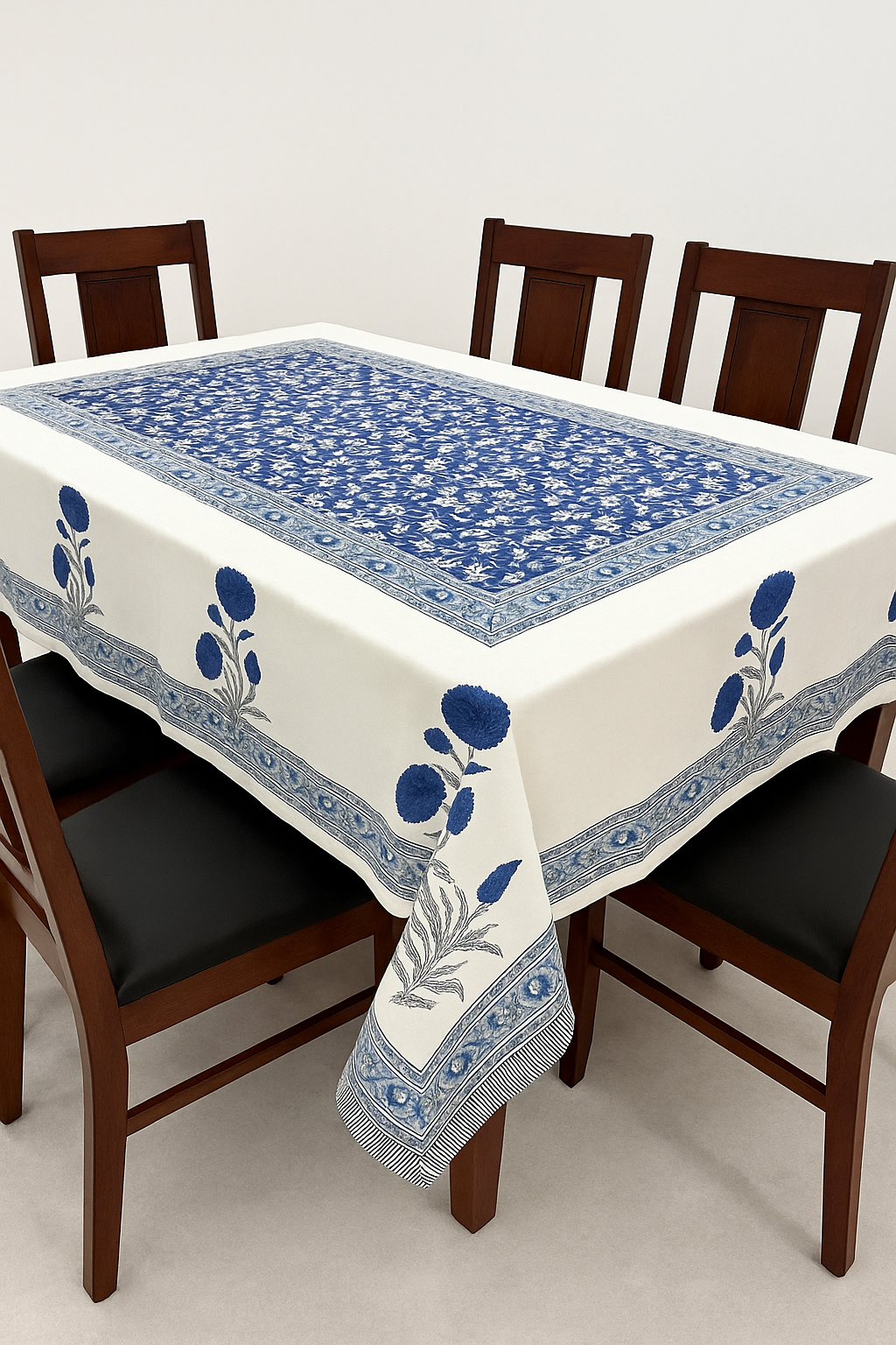 Hand Block Printed Cotton Table Cloth | Artisan-Made Table Linen for Elegant Dining 60 by 90 inches Image