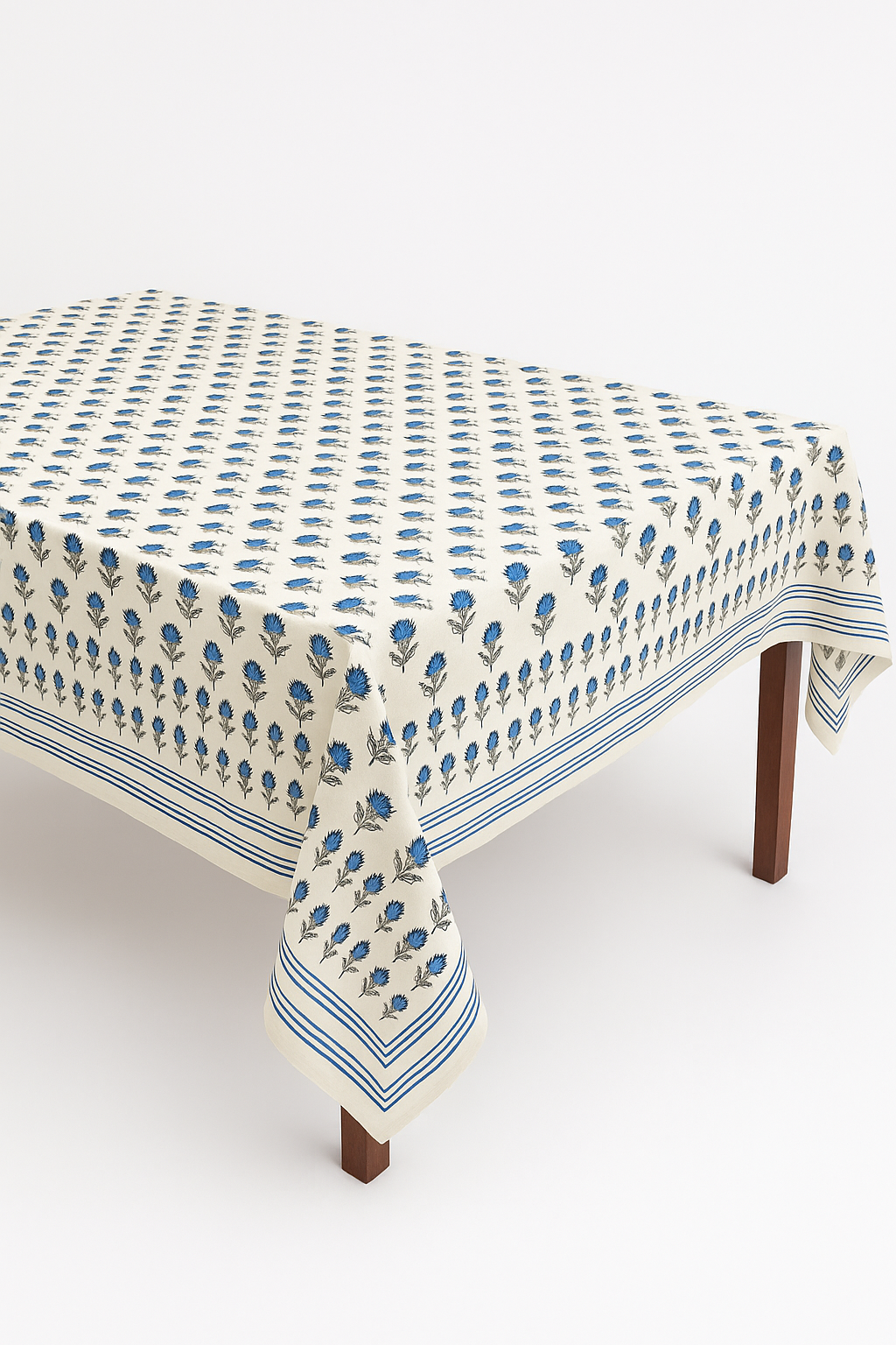 Hand Block Printed Cotton Table Cloth | Artisan-Made Table Linen for Elegant Dining 60 by 90 inches Image