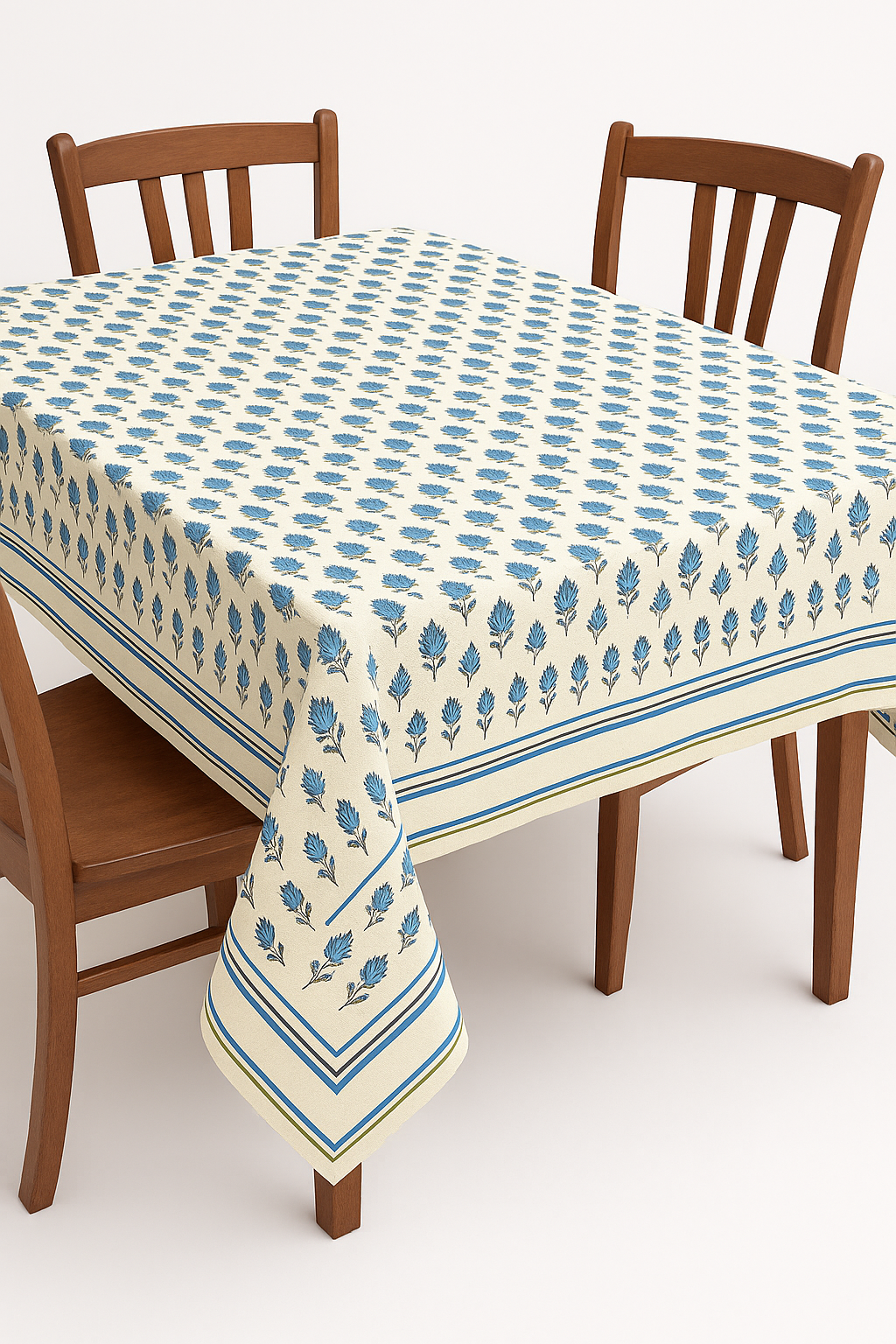 Hand Block Printed Cotton Table Cloth | Artisan-Made Table Linen for Elegant Dining 60 by 90 inches