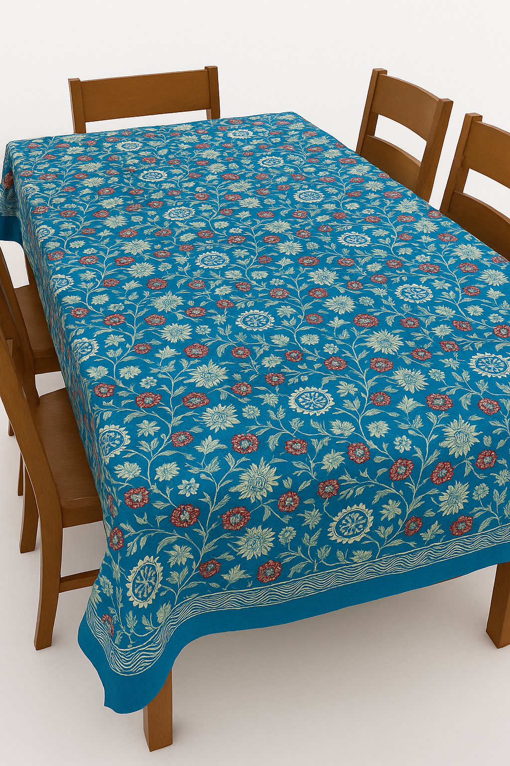 Hand Block Printed Cotton Table Cloth | Artisan-Made Table Linen for Elegant Dining 60 by 90 inches