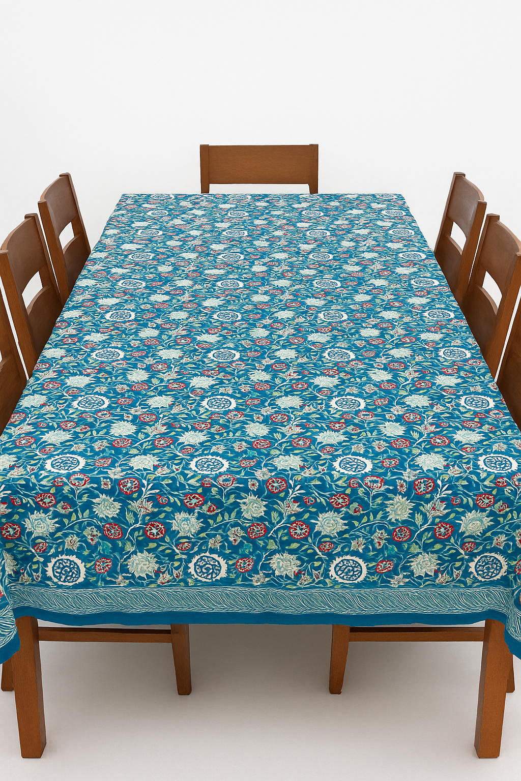 Hand Block Printed Cotton Table Cloth | Artisan-Made Table Linen for Elegant Dining 60 by 90 inches Image