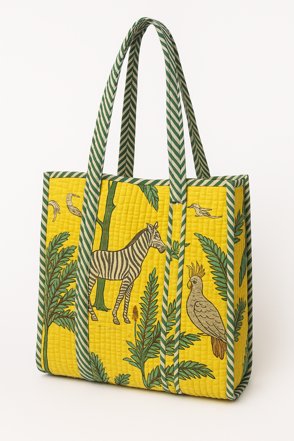 Hand Block Printed Cotton Carry Bag – Eco-Friendly & Reusable Shopping Tote Small Image