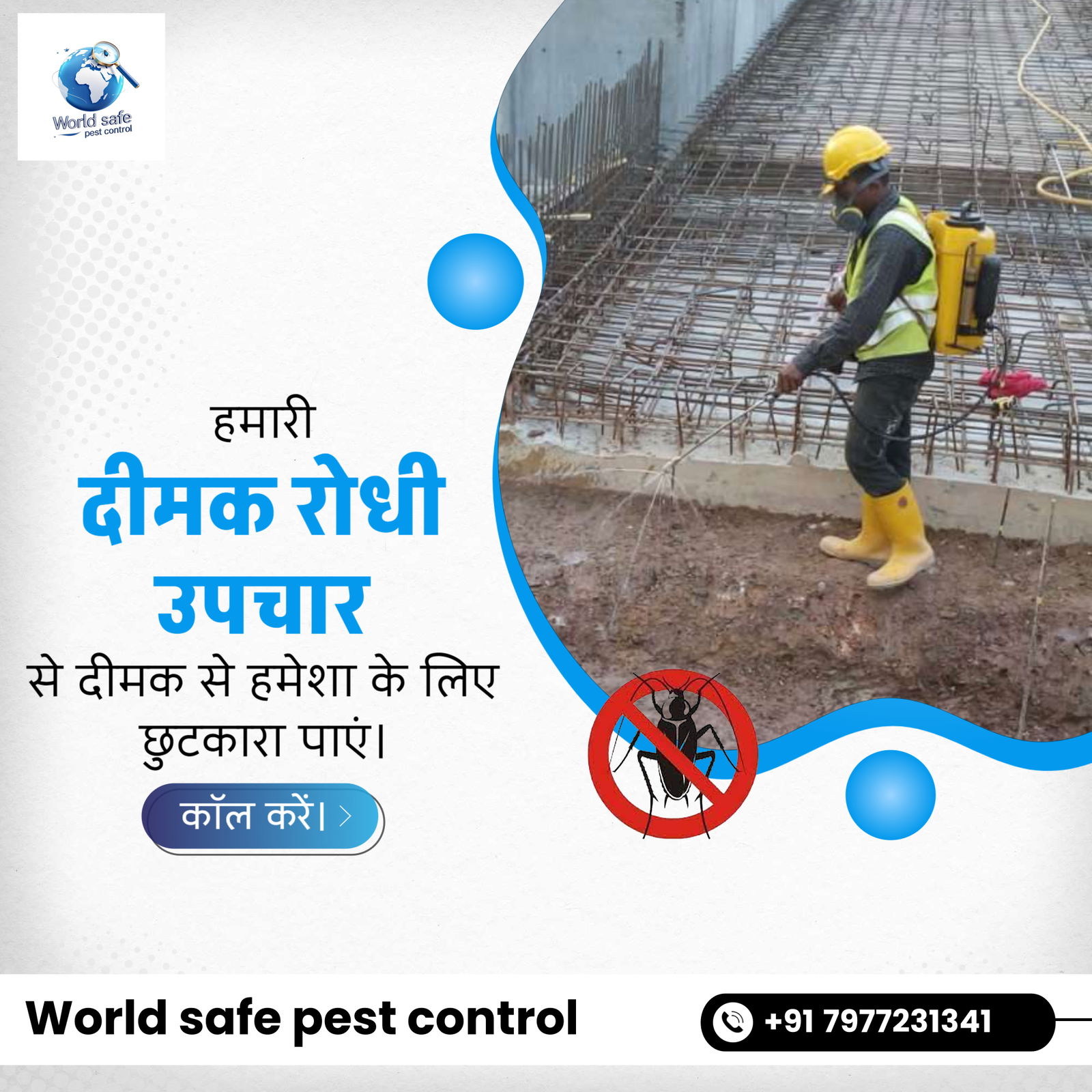 Technician inspecting termite damage in Malad apartment