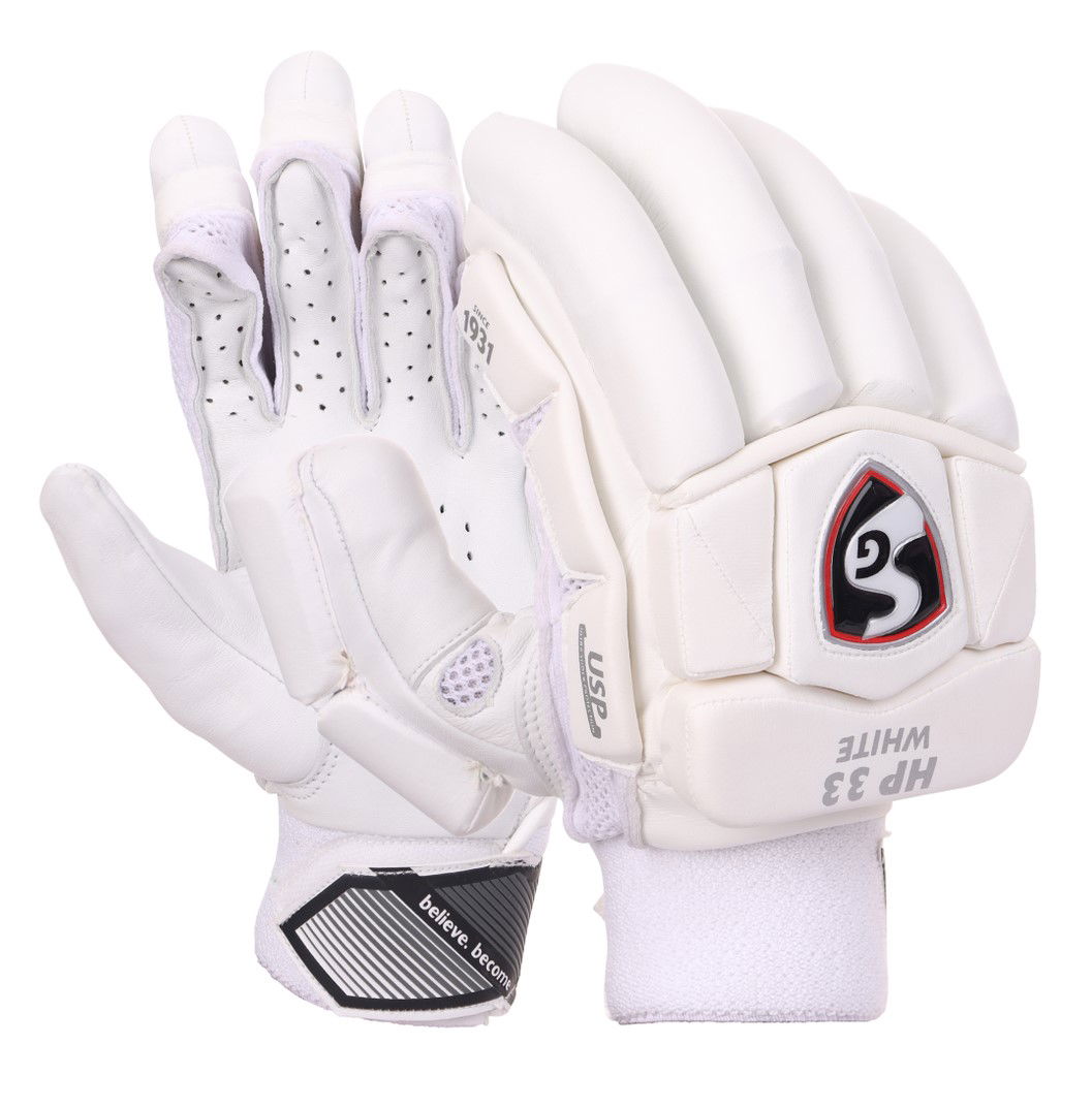 SG HP 33 White Cricket Batting Gloves Image