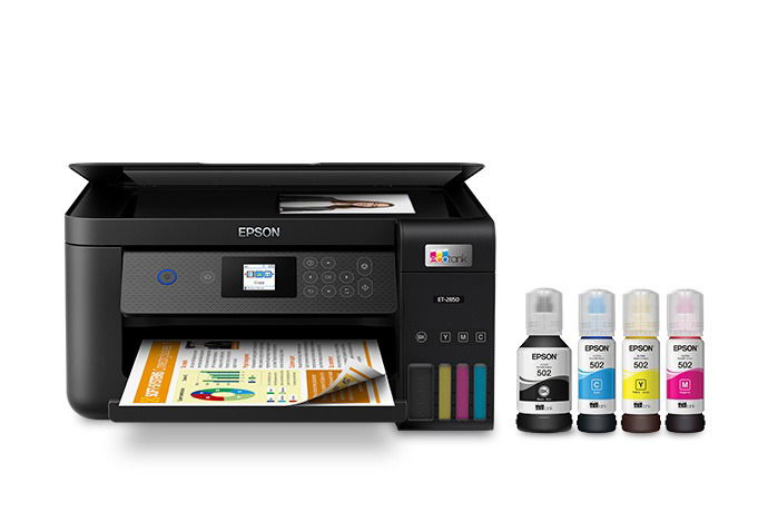 Epson EcoTank ET-2850 Wireless Color All-in-One Cartridge-Free Supertank Printer with Scan, Copy and Auto 2-sided Printing Image