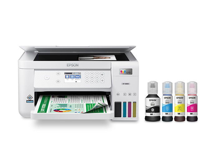 Epson EcoTank ET-3830 Wireless Color All-in-One Cartridge-Free Supertank Printer with Scan, Copy, Auto 2-sided Printing and Ethernet Image