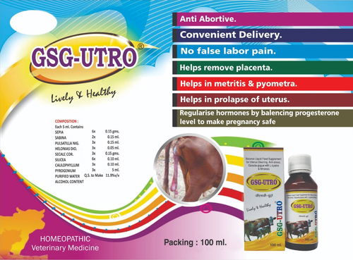 GSG UTRO Uterine Tonic for Cattle, Packaging Size: 100 ml, Packaging Type: Bottle