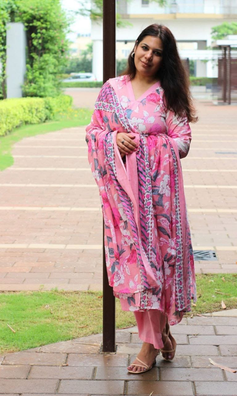 Premium Hand Block Printed Cotton Kurti Set with Pant & Dupatta ✨