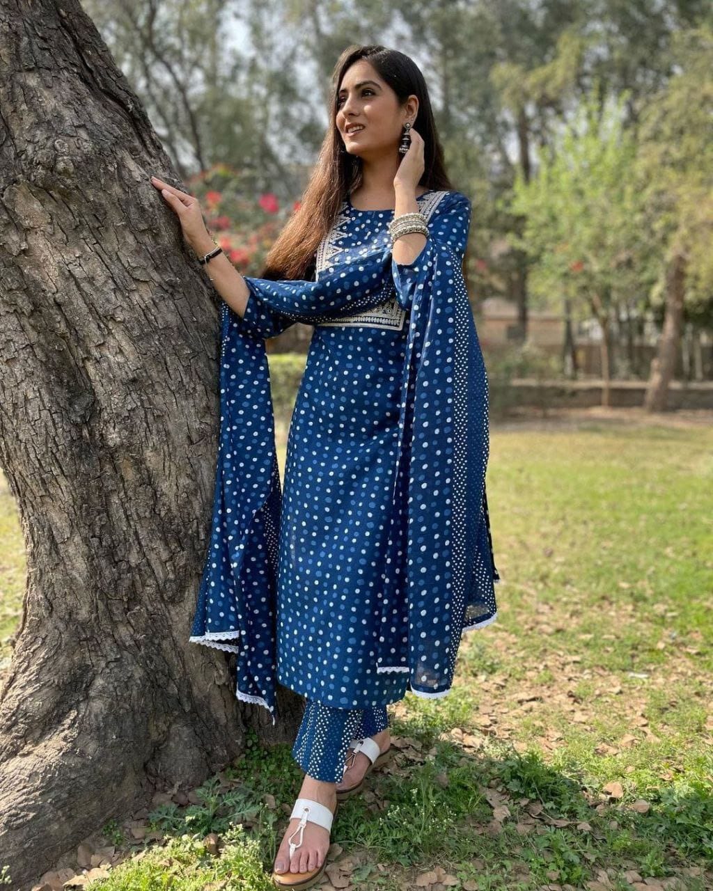  Indigo printed  pure cotton kurta set