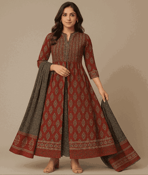 3-Piece Shrug Style Cotton Suit Set Image