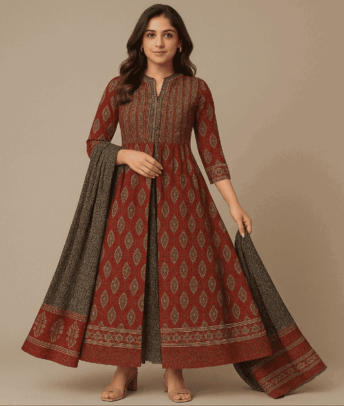 3-Piece Shrug Style Cotton Suit Set Image