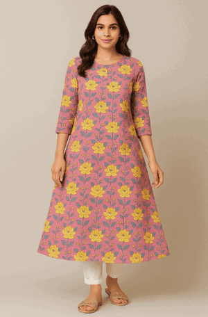 Superhit 2-Piece Cotton Set (Kurti + Pant)  Image