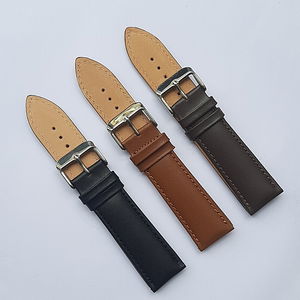 20MM Black Padded Genuine Leather Watch Straps 20 MM