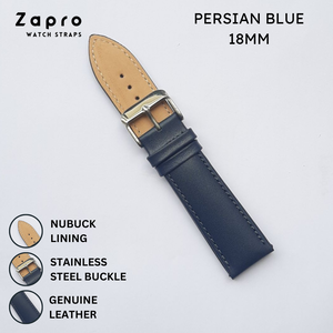 18MM Blue Half  Padded Genuine Leather Watch Straps 18 mm Image