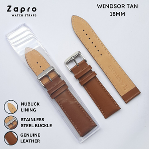 18MM Tan Half  Padded Genuine Leather Watch Straps 18 MM Image