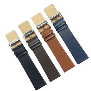 22mm & 20mm Black Slim Leather Watch Straps for Gents and Ladies 20 MM 22 MM