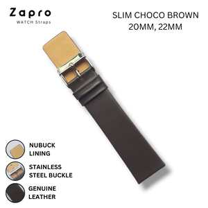 22mm & 20mm Brown Slim Leather Watch Straps for Gents and Ladies 20 MM 22 MM Image