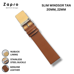 22mm & 20mm Tan Slim Leather Watch Straps for Gents and Ladies 20 MM 22 MM Image