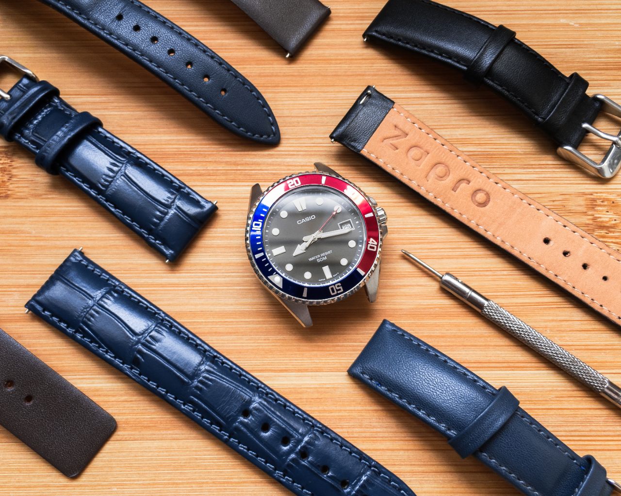 20MM, 22MM & 24MM Blue Padded Genuine Leather Watch Strap – Premium Comfort & Style 20 MM 22 MM 24 MM