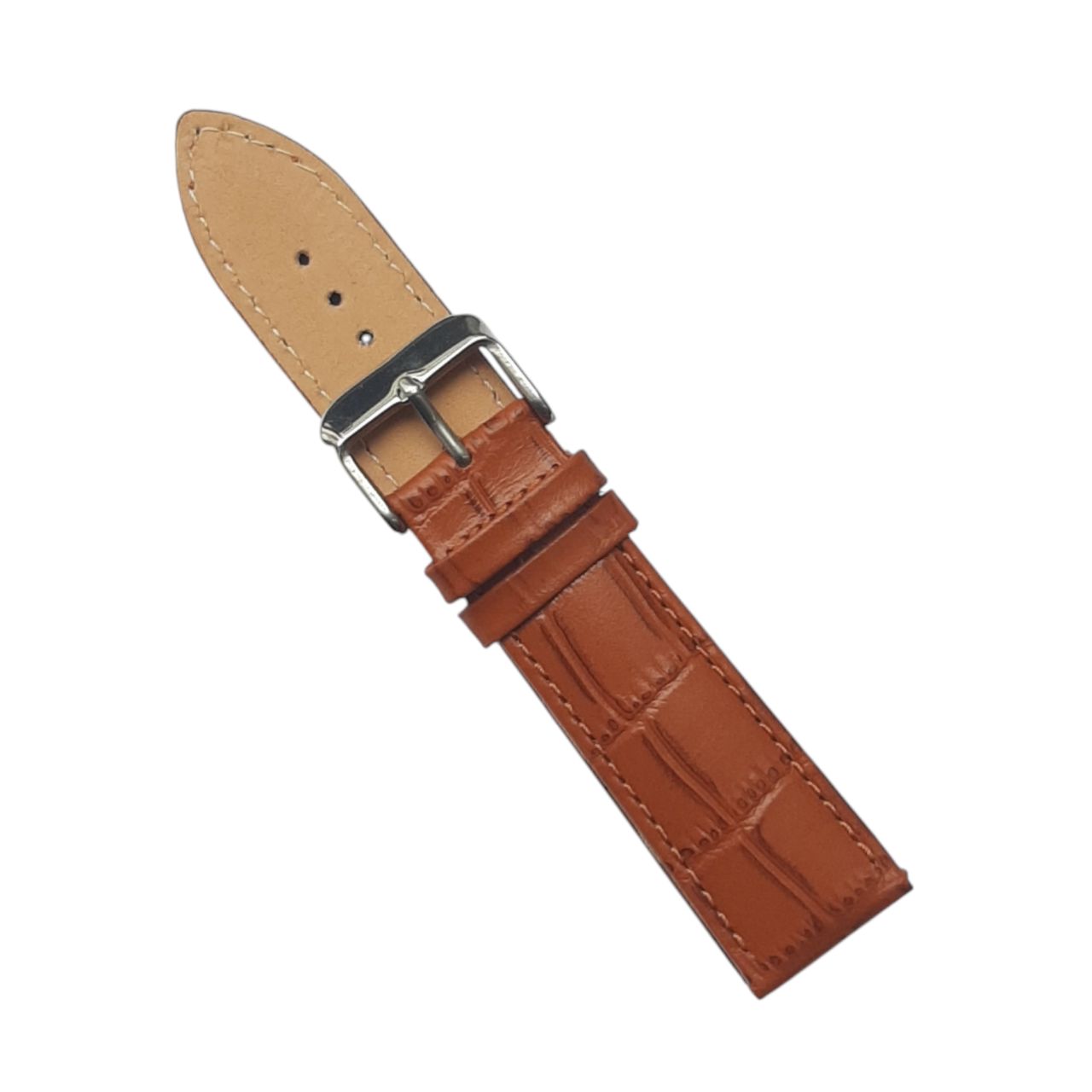 20MM 22MM & 24MM Croc Tan Padded Genuine Leather Watch Straps 20 MM, 22 MM & 24 MM Image