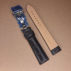 Zapro 20mm Black Croco .Leather Watch Strap with Butterfly Clasp 20 mm Image