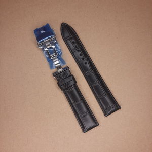 Zapro 20mm Black Croco .Leather Watch Strap with Butterfly Clasp 20 mm