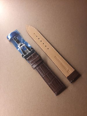 22MM & 20MM Brown Croco Leather Watch Strap with Butterfly Clasp 20 mm 22 mm