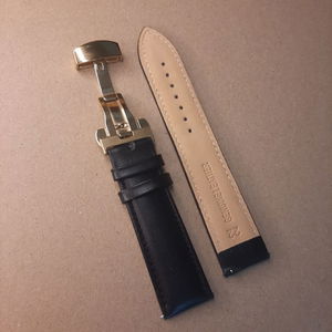 Zapro 22mm Brown Croco Leather Watch Strap with Gold Butterfly Clasp 22 MM   