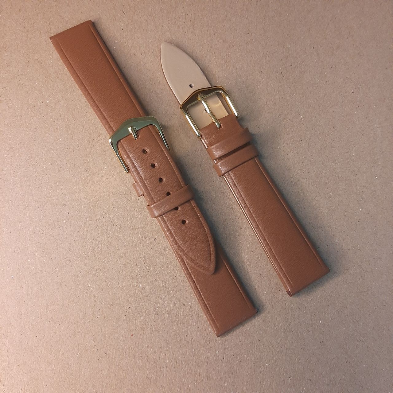 18mm Tan Non-Padded Leather Watch Strap – Vintage-Inspired Elegance  Image